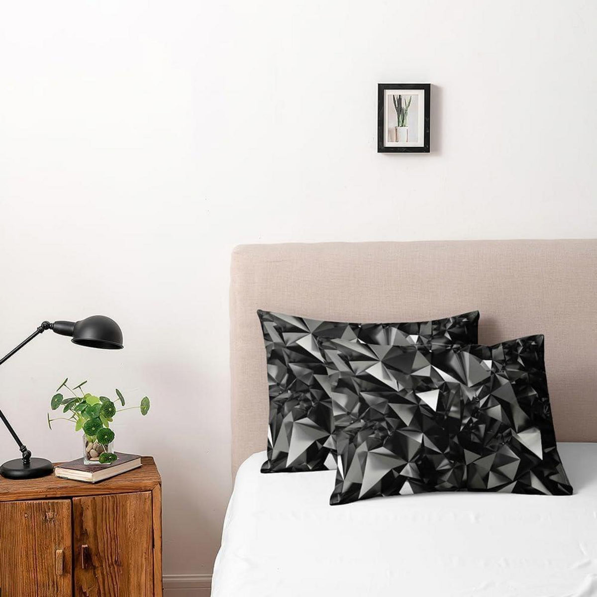 3D Geometrie Bettwäsche Set 135x200cm Grau Schwarz Mikrofaser