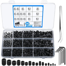 Madenschrauben Set 540tlg. Innensechskant M2-M8 Edelstahl schwarz
