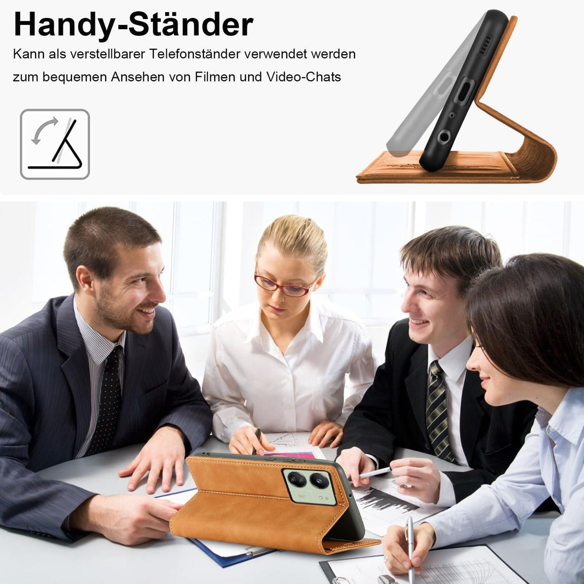 Handyhülle Xiaomi Redmi 13C Leder Wallet Schutzhülle Magnetschließe