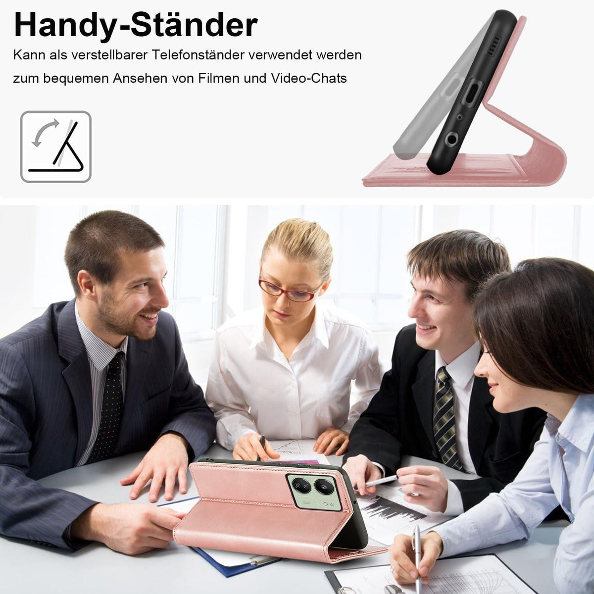 Schutzhülle Xiaomi Redmi 13C Leder Klapphülle mit Ständer