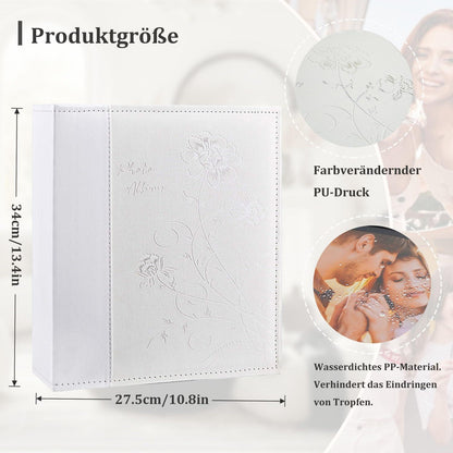 Fotoalbum 300 Fotos 10x15cm Weiß in Lederoptik
