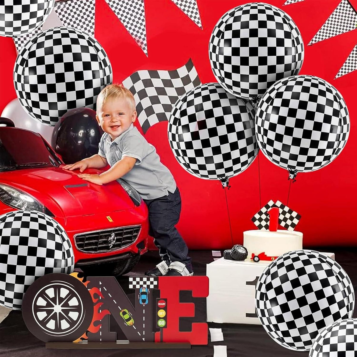 Luftballons Schwarz Weiß Kariert Geburtstagsdeko 22 Zoll 4D