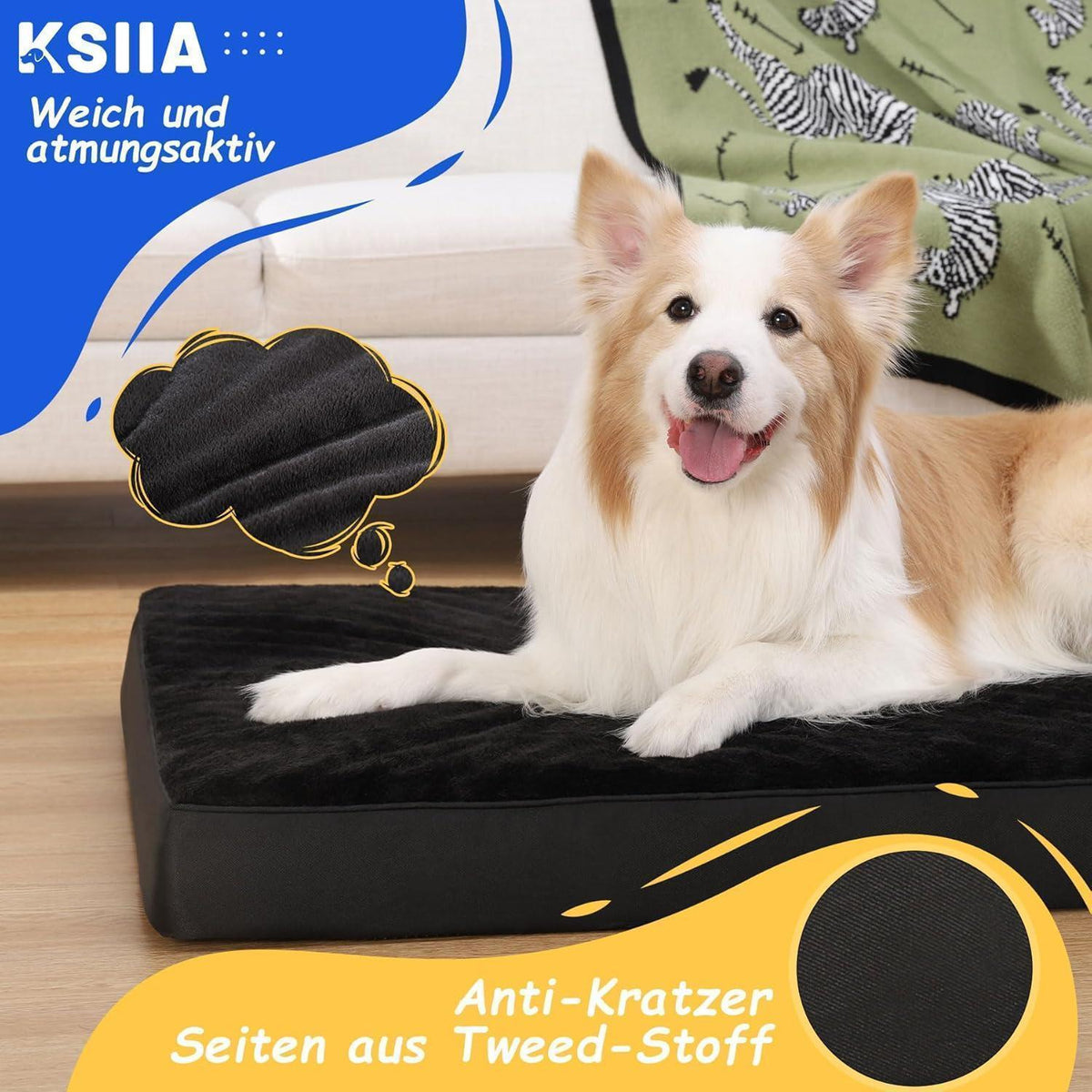 Orthopädisches Hundebett XXL, waschbar, mit abnehmbarem Bezug