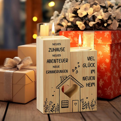 Kerzenständer Einweihungsgeschenk Einzug Wohnung Teelichthalter Holz