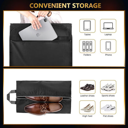Kleidersack 2er-Set mit Schuhbeutel, 110x60cm, Schwarz