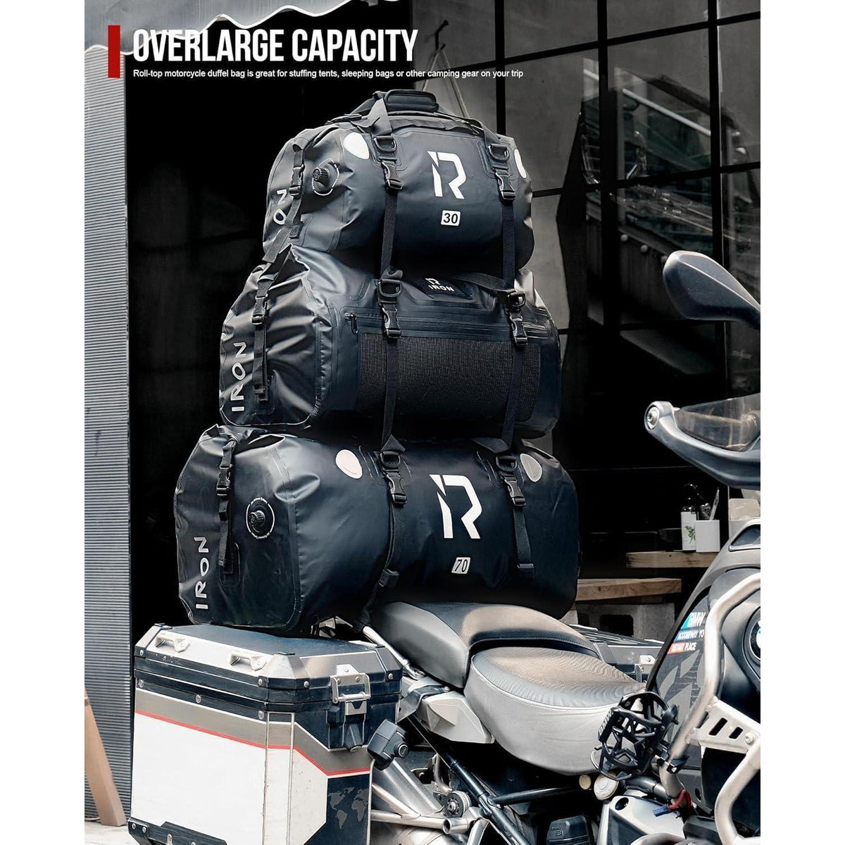 Motorrad Hecktasche 70L wasserdicht mit Rolltop