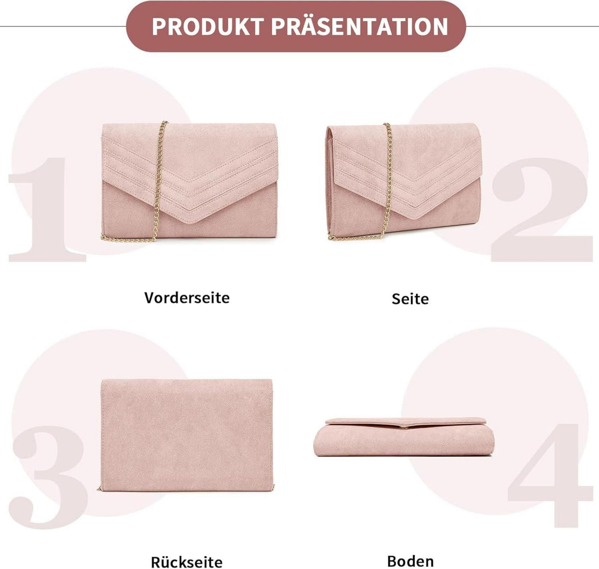 Miss Lulu Damen Clutch Abendtasche mit Kette - Elegant und vielseitig