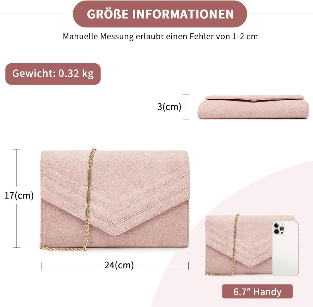 Damen Clutch Abendtasche Umschlag Handtasche Party Hochzeit Prom