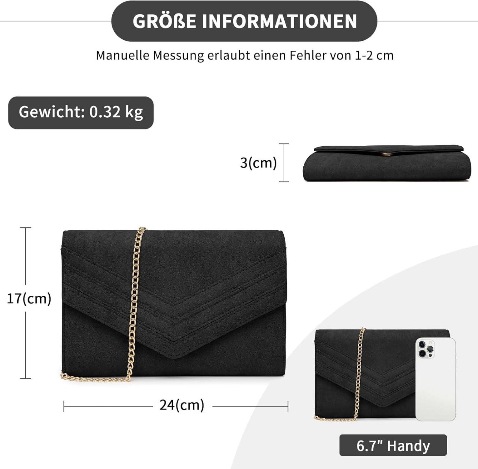 Miss Lulu Damen Clutch Elegant Umschlag Abendtasche mit Kette