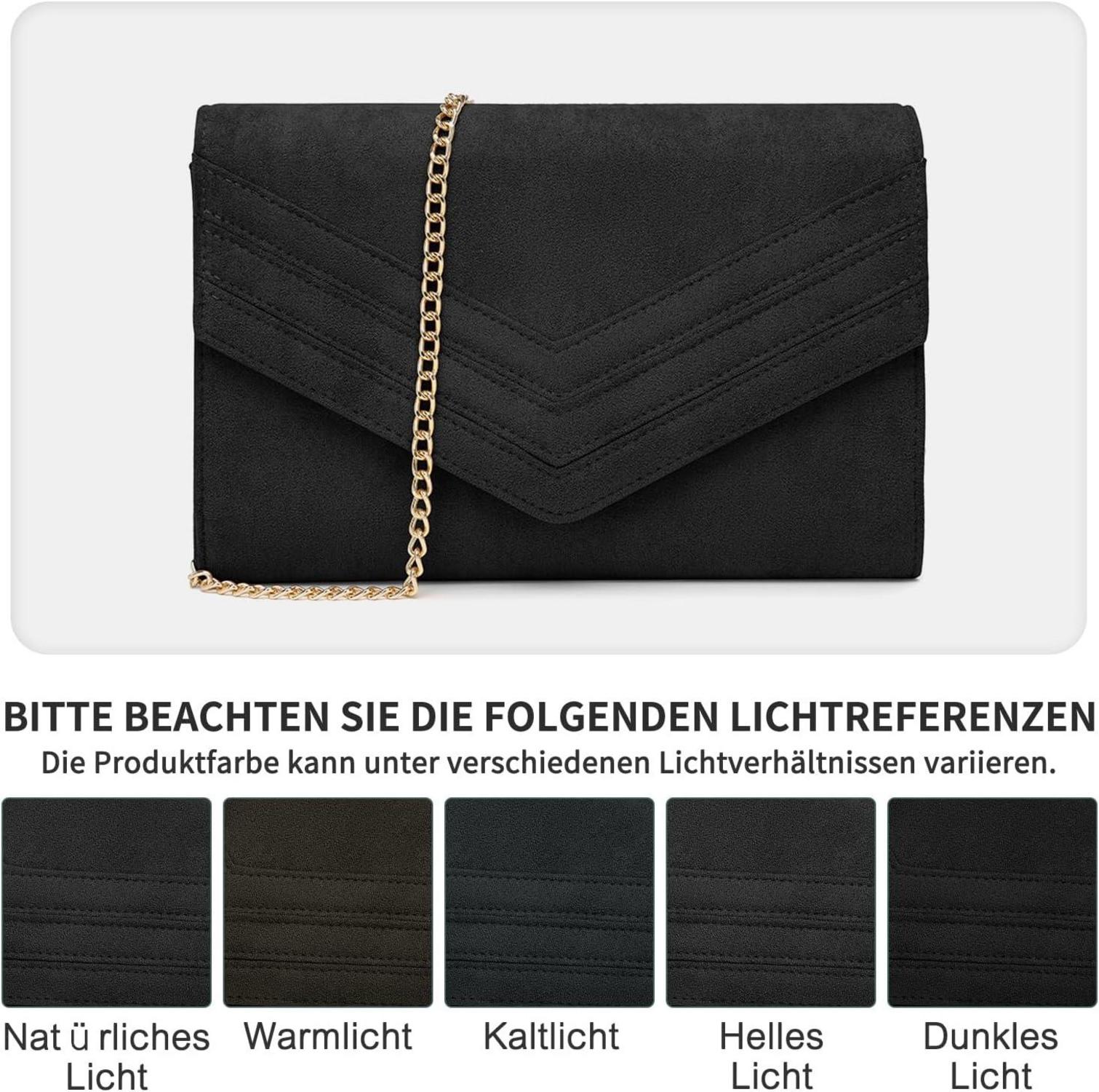 Damen Clutch Umschlag Abendtasche mit Kette Schwarz/Rosa