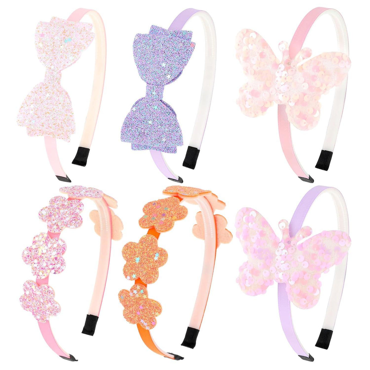 Glitzer Haarreifen Schleifen Stirnbänder Haar Accessoires 6 Stück