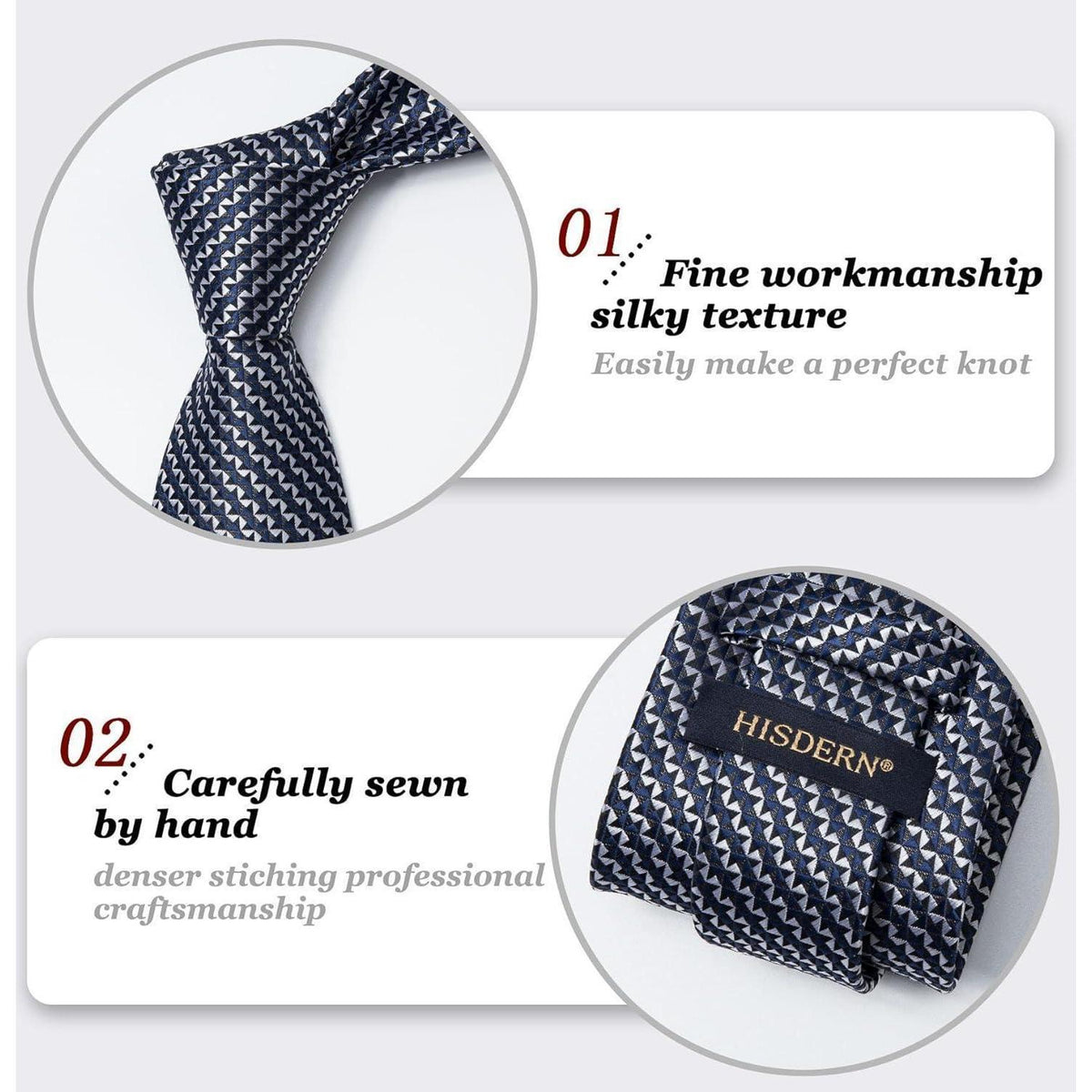 Krawatten-Set mit Einstecktuch für Herren, Dunkelblau