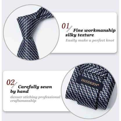 Krawatten-Set mit Einstecktuch für Herren, Dunkelblau
