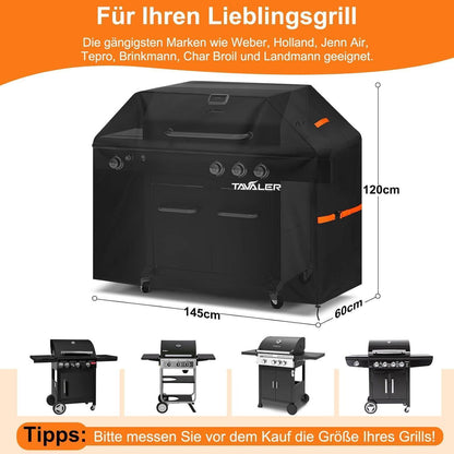 Wetterfeste Grillabdeckung 145x60x120 cm aus 600D Oxford-Stoff