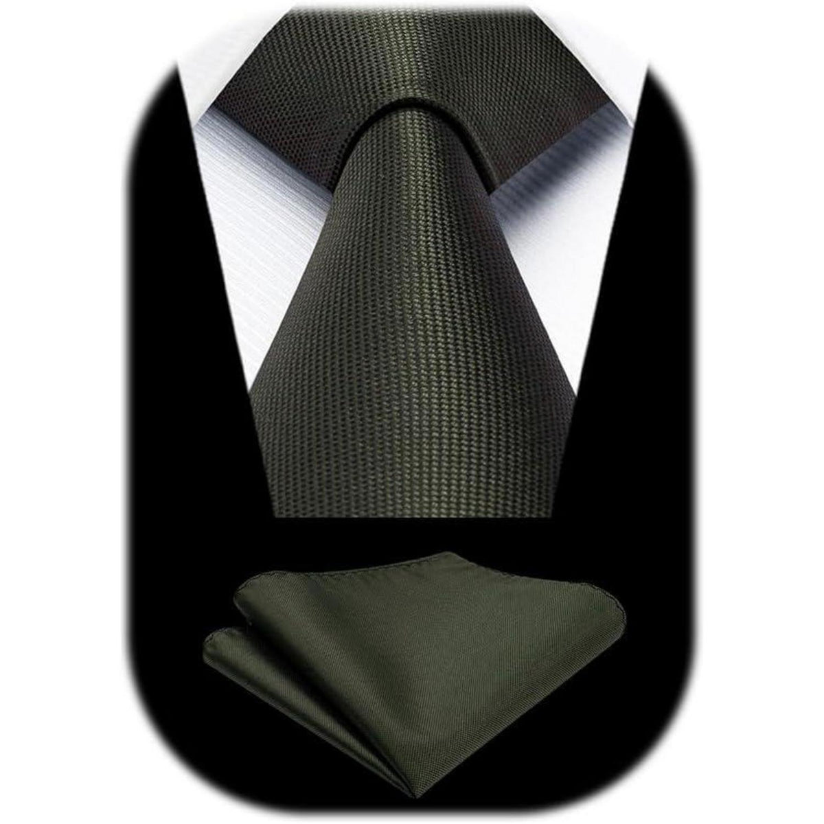 Krawatten-Set Herren Olivgrün mit Einstecktuch | Klassisch & Elegant