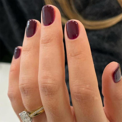 24er Set Kurze Glänzend Rote Press On Nails - Full Cover Künstliche Nägel