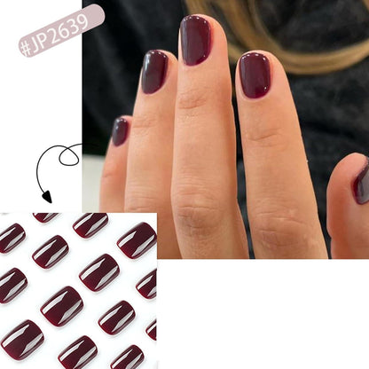 24er Set Kurze Glänzend Rote Press On Nails - Full Cover Künstliche Nägel
