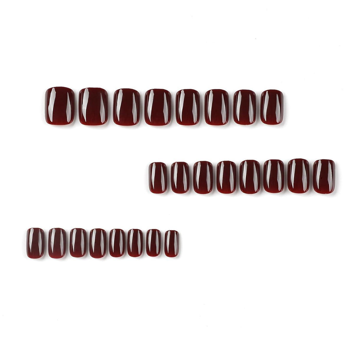 24er Set Kurze Glänzend Rote Press On Nails - Full Cover Künstliche Nägel