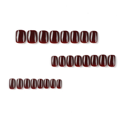 24er Set Kurze Glänzend Rote Press On Nails - Full Cover Künstliche Nägel