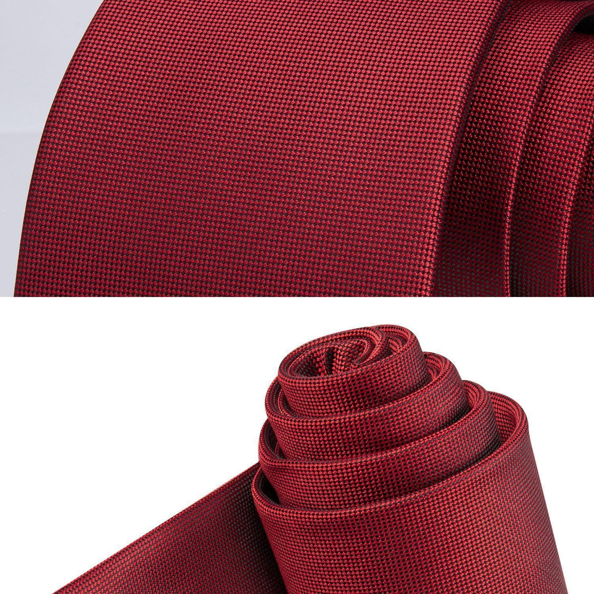 Krawatten-Set Herren Unifarben mit Einstecktuch Rot