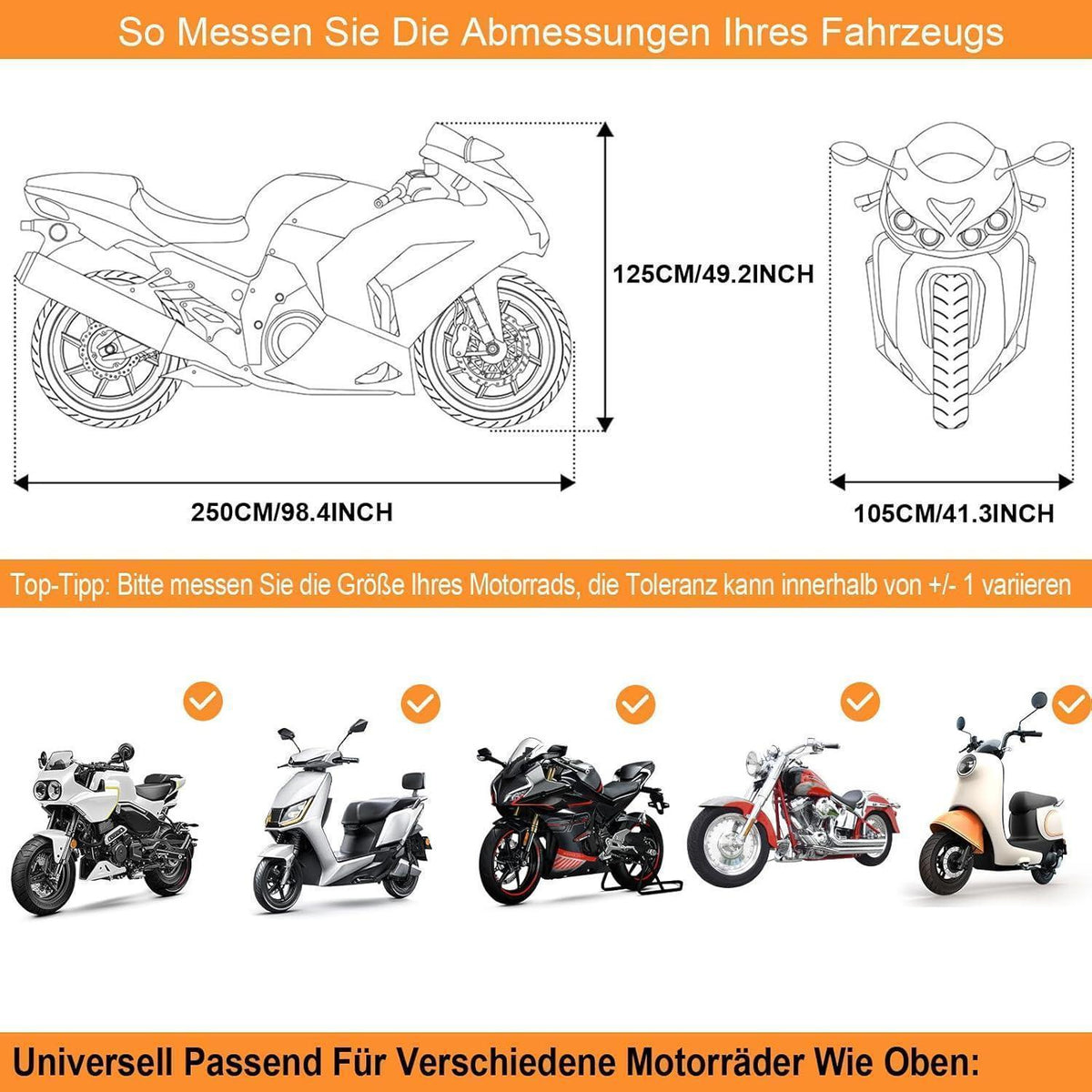 Motorrad Abdeckplane 250x105x125cm – Winterfest & Wasserdicht