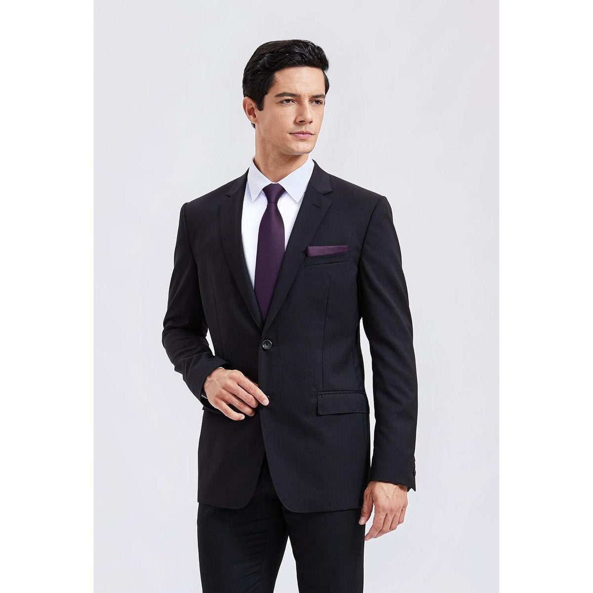 Krawatten-Set Herren Dunkellila mit Einstecktuch | Business & Hochzeit