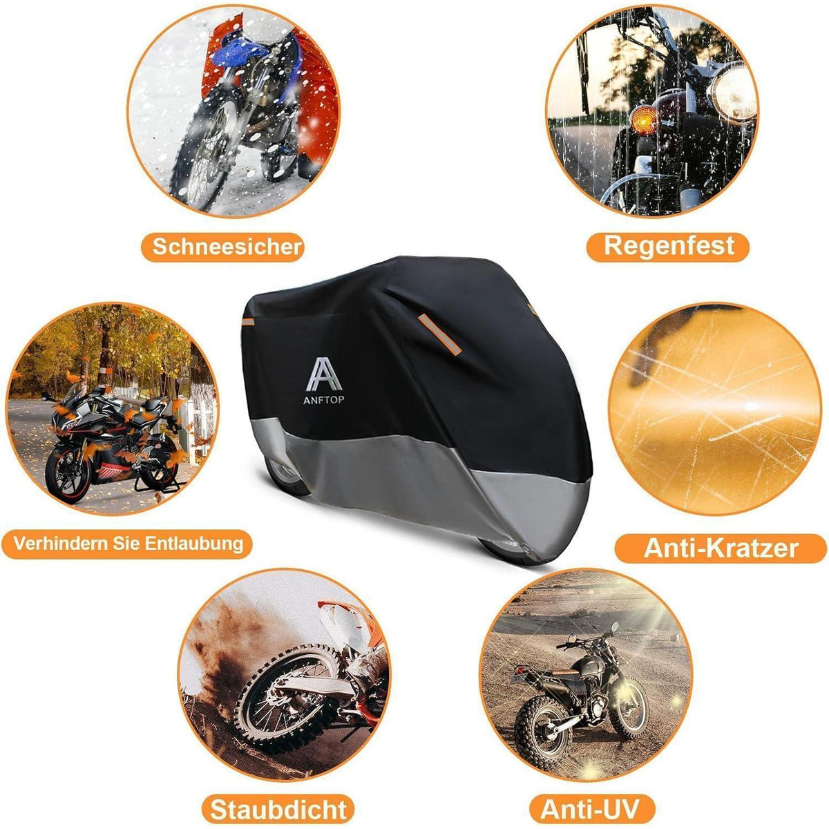 Motorrad Abdeckplane Winterfest Wasserdicht 275x105x125cm