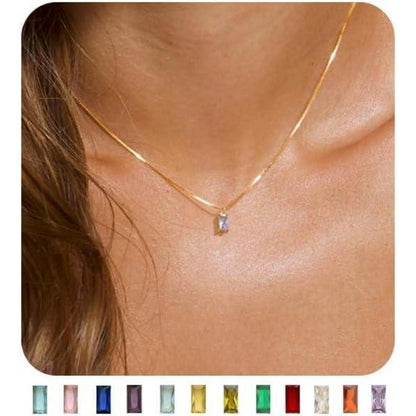 Geburtsstein Kette vergoldet 925 Sterling Silber mit Anhänger