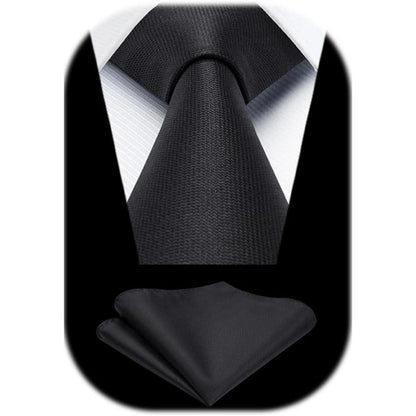 Herren Krawatten Set mit Einstecktuch, einfarbig, Business & Hochzeit