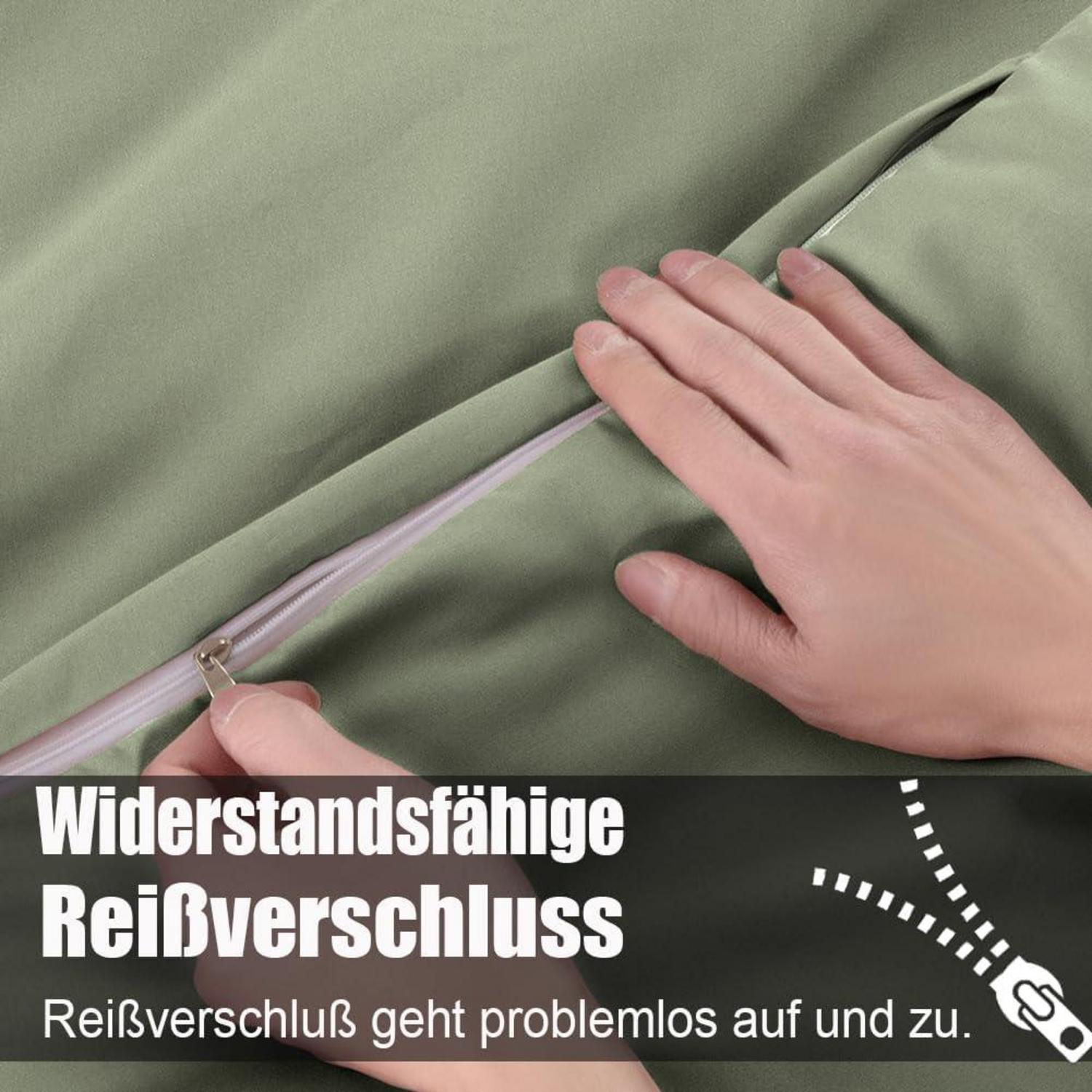 Bettwäsche Set Mikrofaser 155x220 Salbeigrün Bügelfrei & Knitterfrei