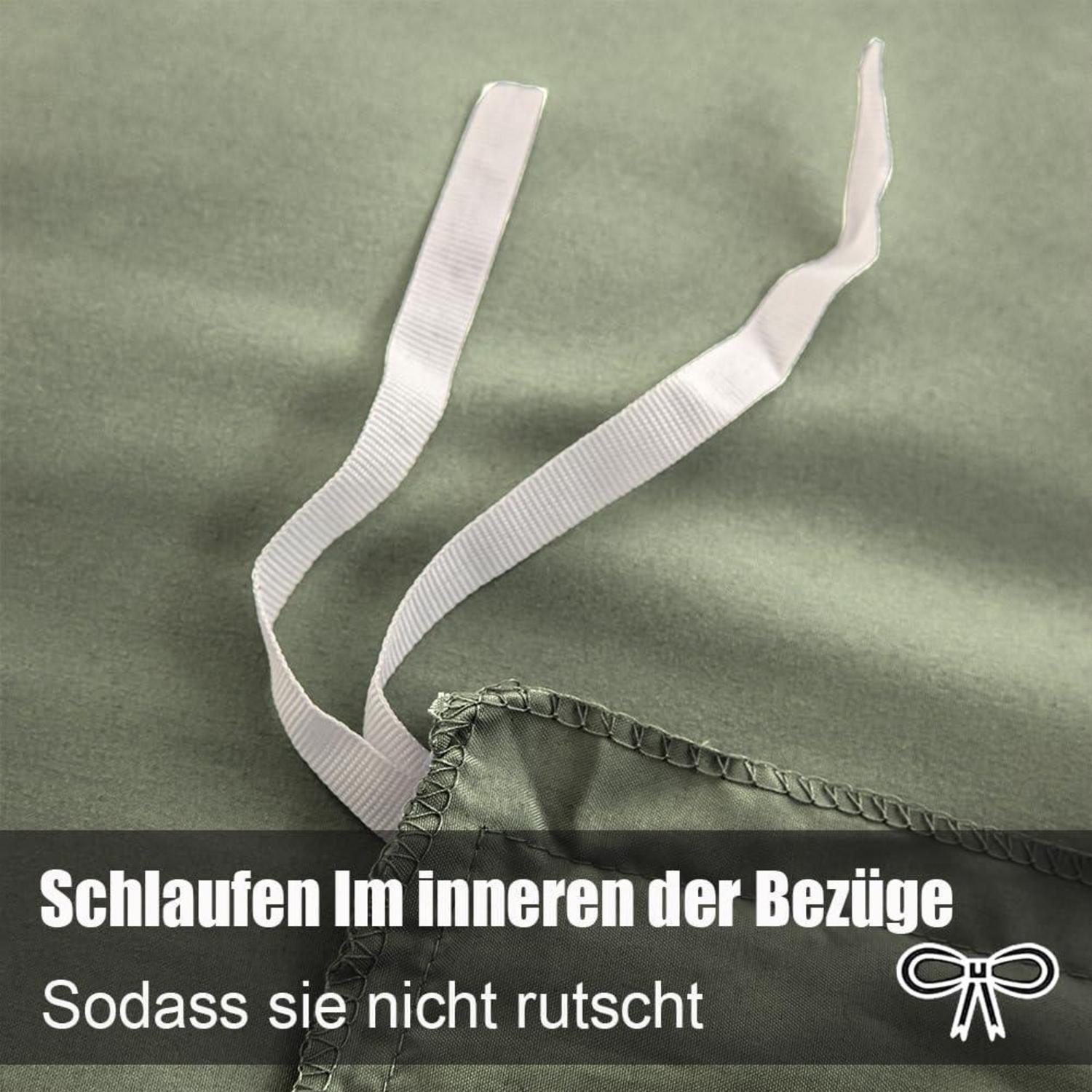Soifox Bettwäsche 155x220 Salbeigrün Mikrofaser Bügelfrei 2tlg. Set