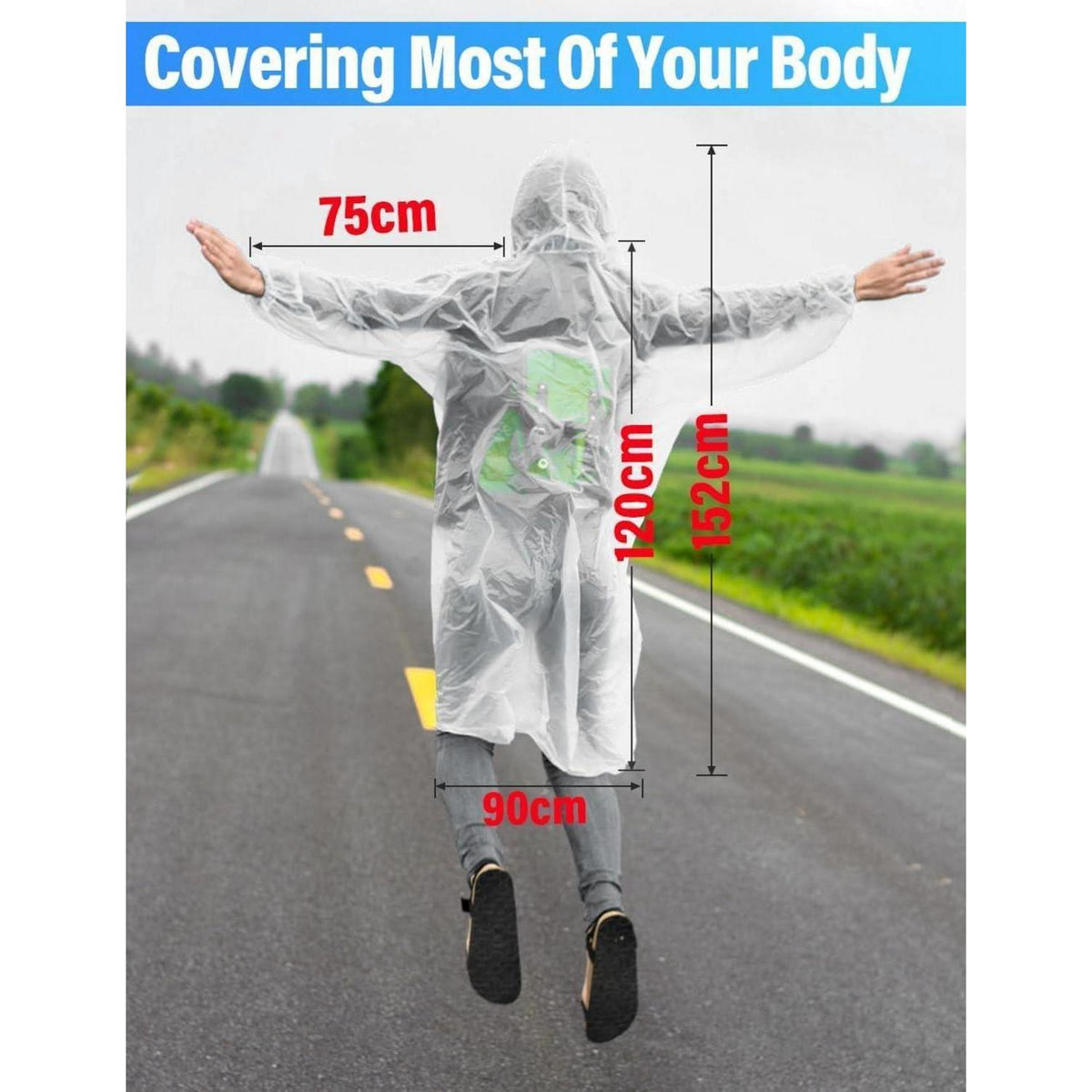 Regenponcho 10 Stück wasserdicht mit Kapuze für Damen Herren