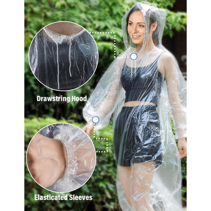 Regenponcho 10 Stück wasserdicht mit Kapuze für Damen Herren
