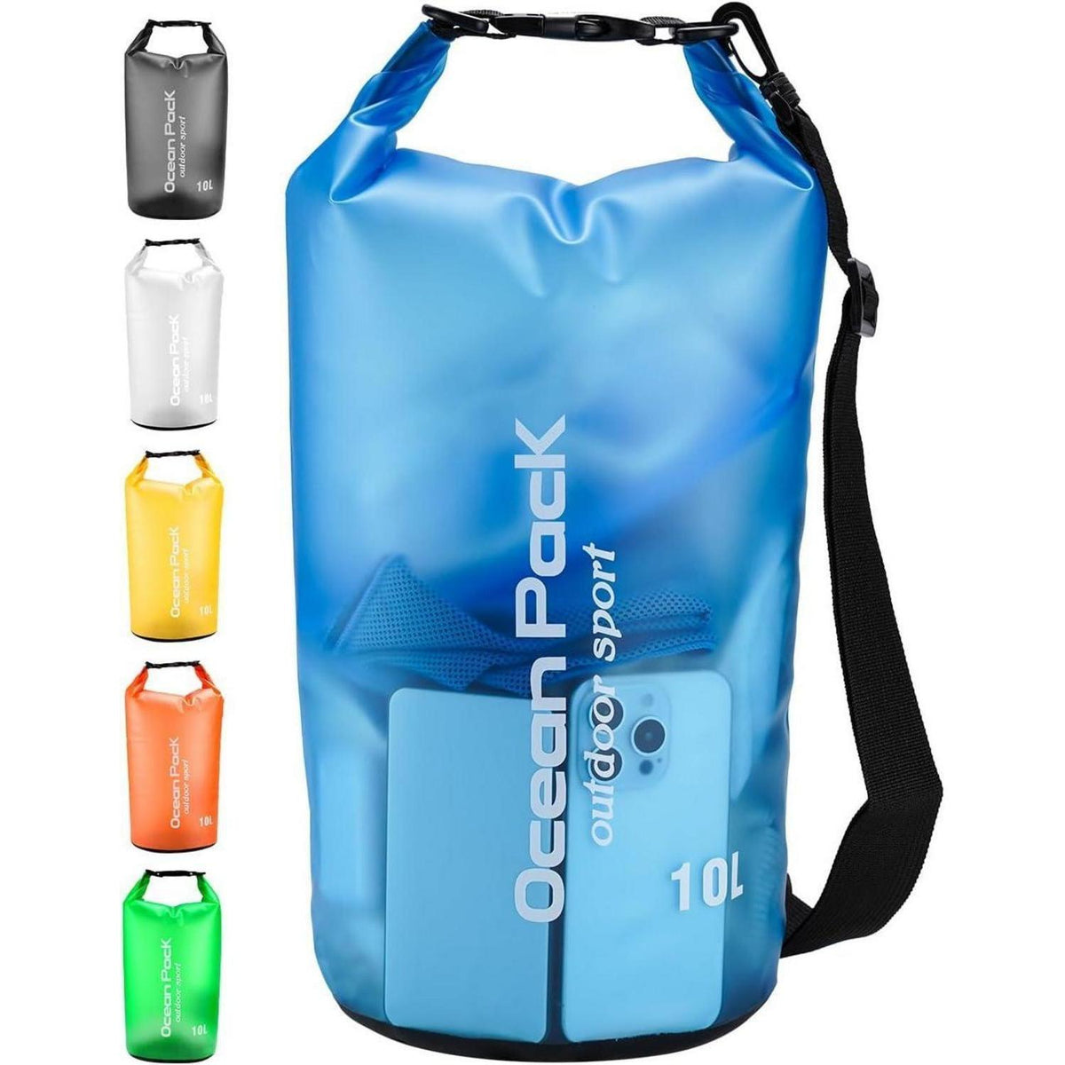 Wasserdichte Tasche 20L/10L/5L/2L mit Schultergurt Himmelblau
