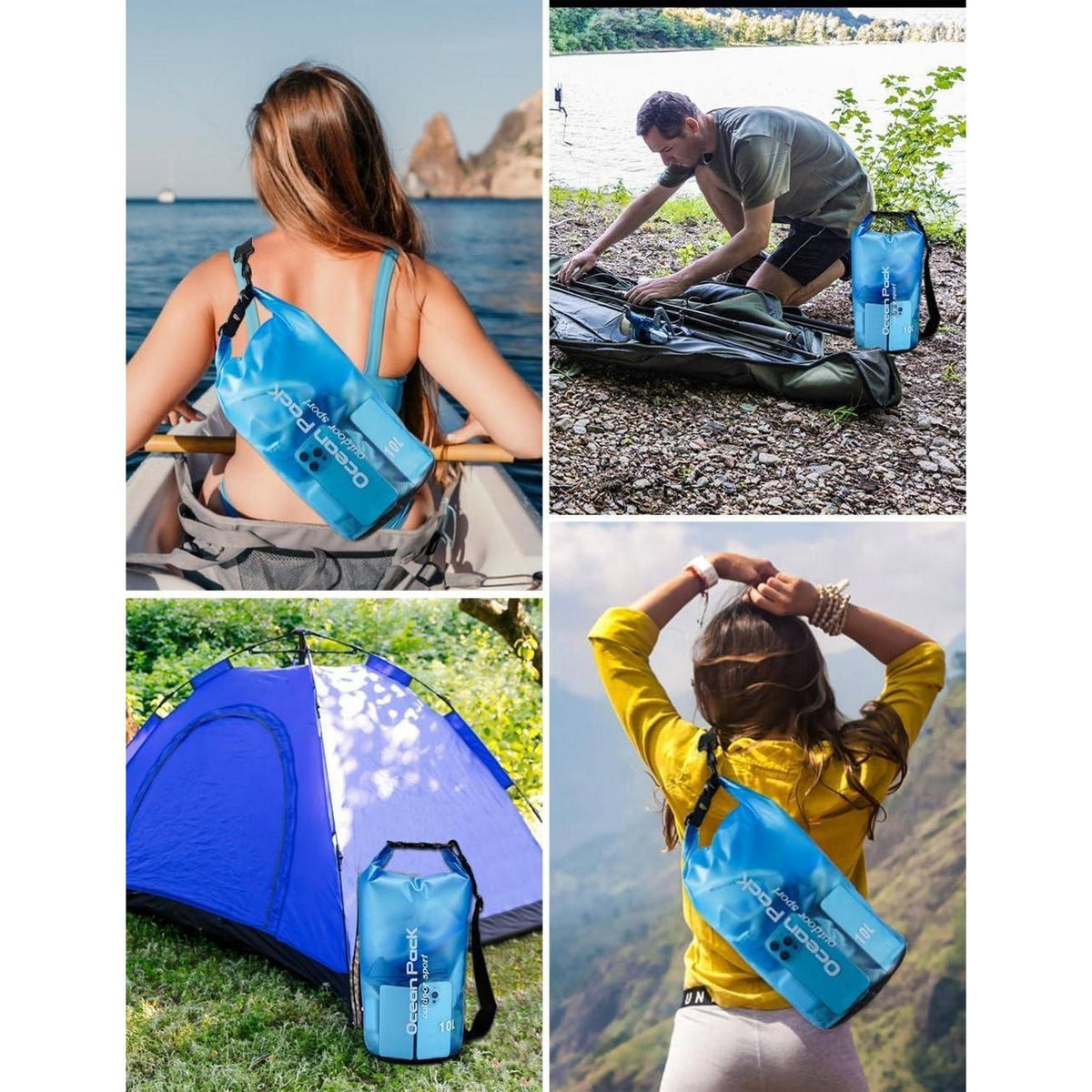Wasserdichte Tasche 20L/10L/5L/2L mit Schultergurt Himmelblau