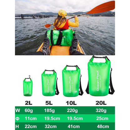 Wasserdichte Tasche 2L Grün mit Schultergurt für Wassersport