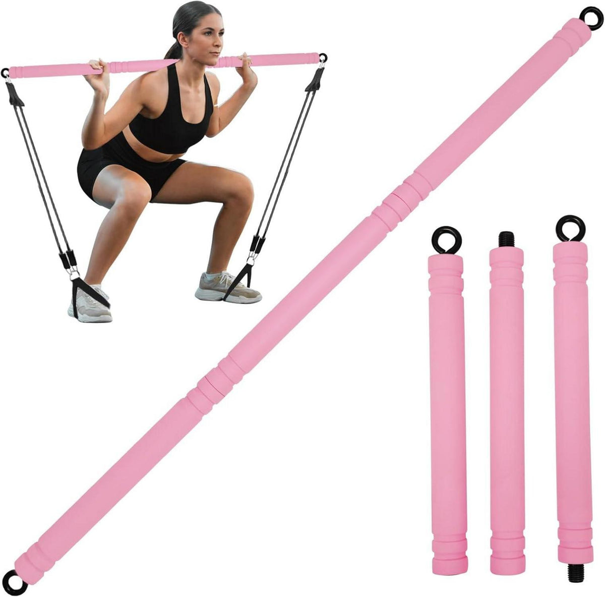 Tragbare Pilates Bar mit Widerstandsbändern - Fitnessgeräte für
