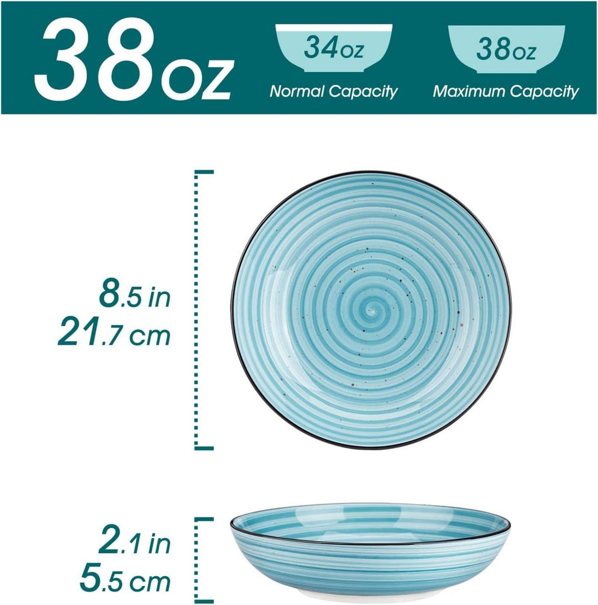 Vancasso Bonbon Suppenteller 6er Set Steingut 21,8x5,7cm