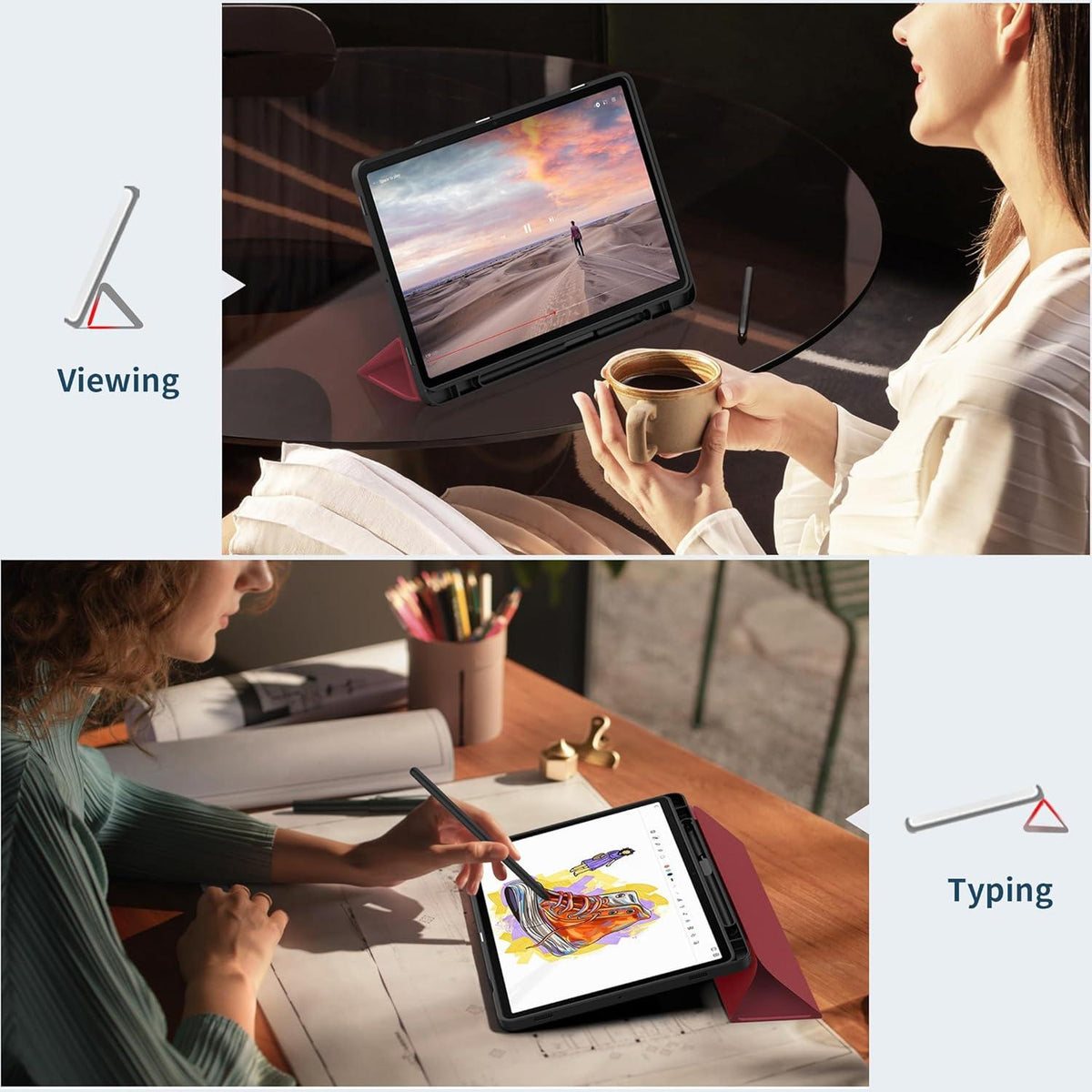 Samsung Galaxy Tab S9 FE/S9 11 Zoll Hülle mit S Pen Halter und Standfunktion