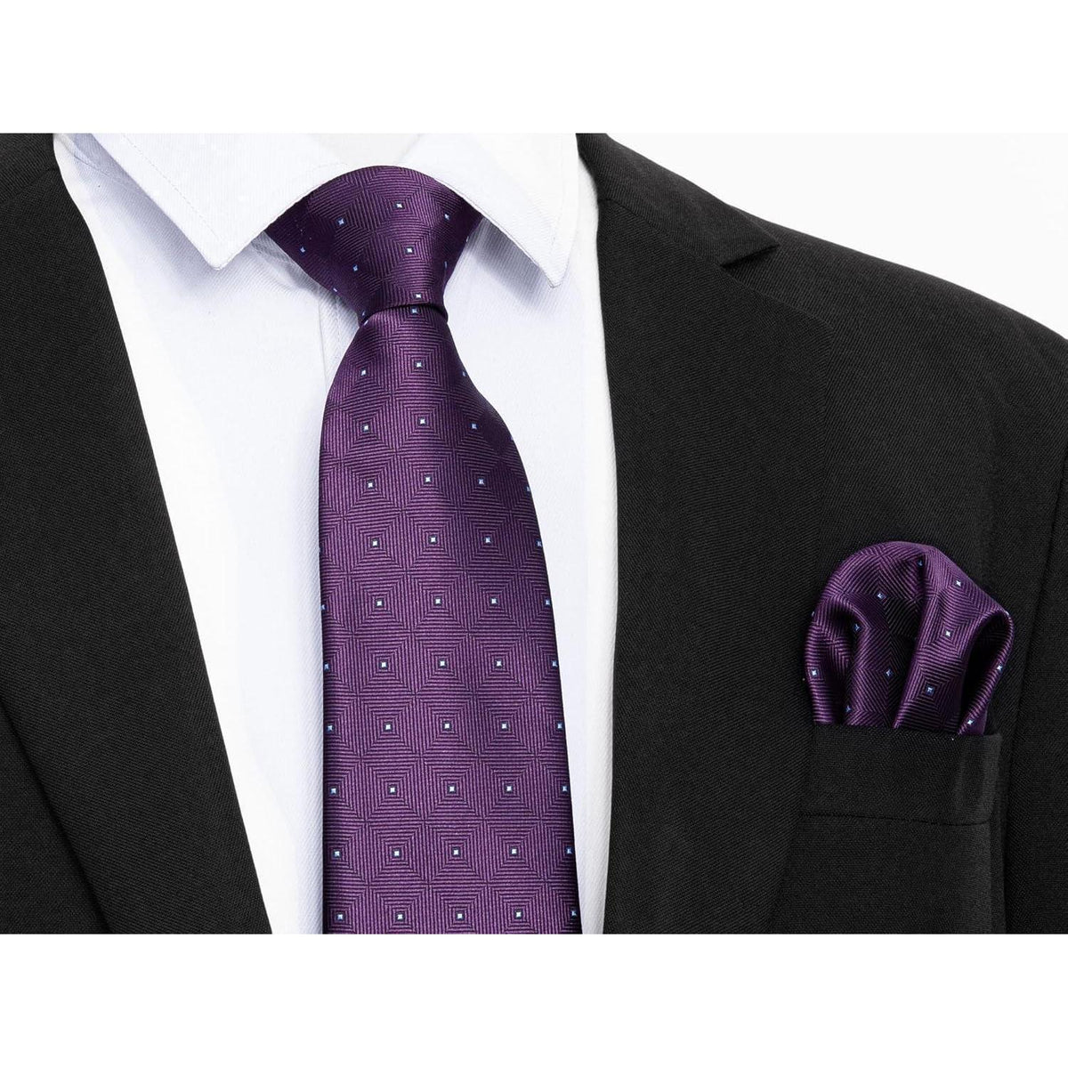 Krawatten-Set Herren Lila mit Einstecktuch, Formell & Business