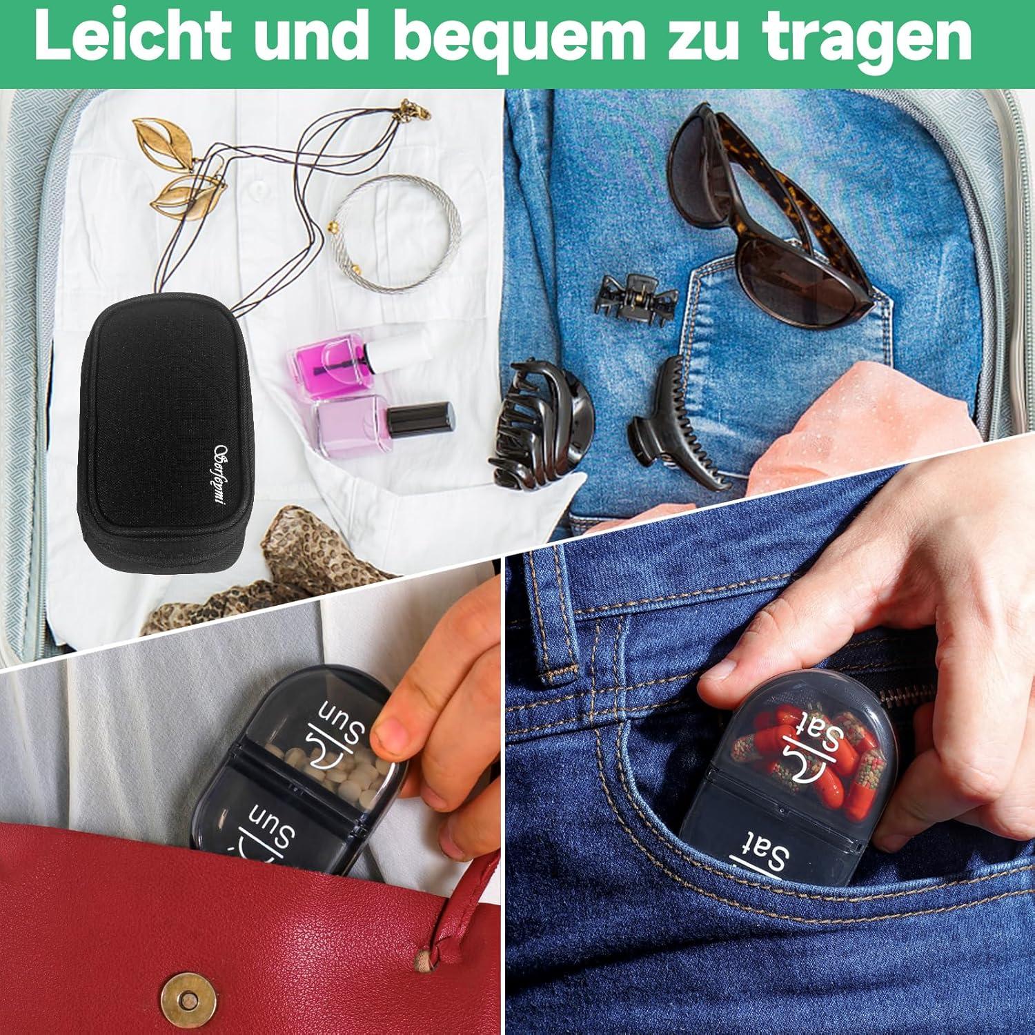 Tablettenbox 7 Tage Medikamentenbox Organizer Pillendose Canvas
