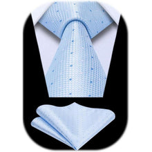 Krawatten-Set Herren Karo mit Einstecktuch Hellblau Formell Business