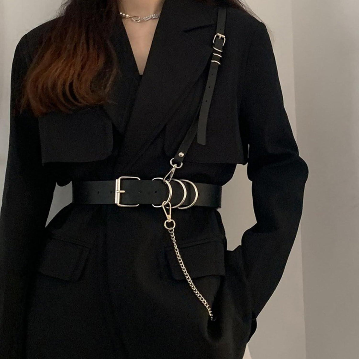 Punk Taillengürtel Leder Harness Gothic Schwarz Sexy Kostüm