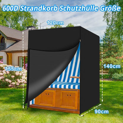 Strandkorb Schutzhülle Winterfest 120x90x155cm Schwarz