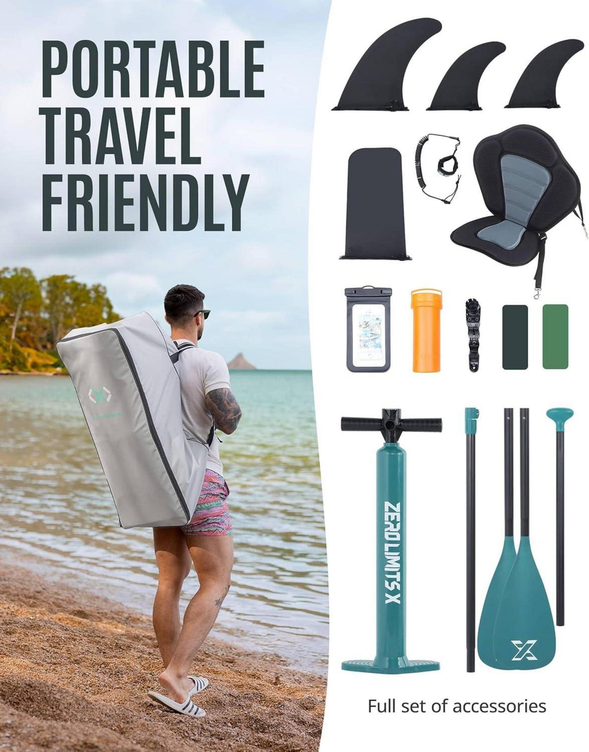 Aufblasbares Stand Up Paddle Board ZLX 320 cm - Premium SUP Board für alle