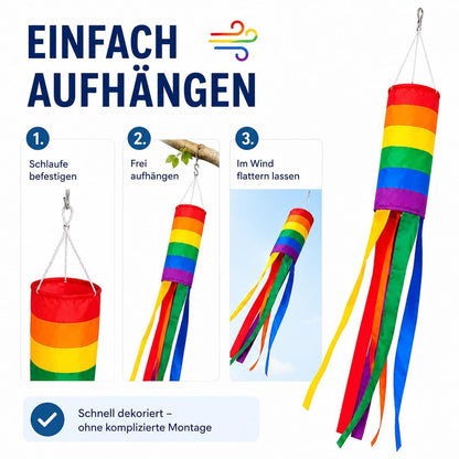 Regenbogen Windsack – Garten & Balkon Dekoration 88cm