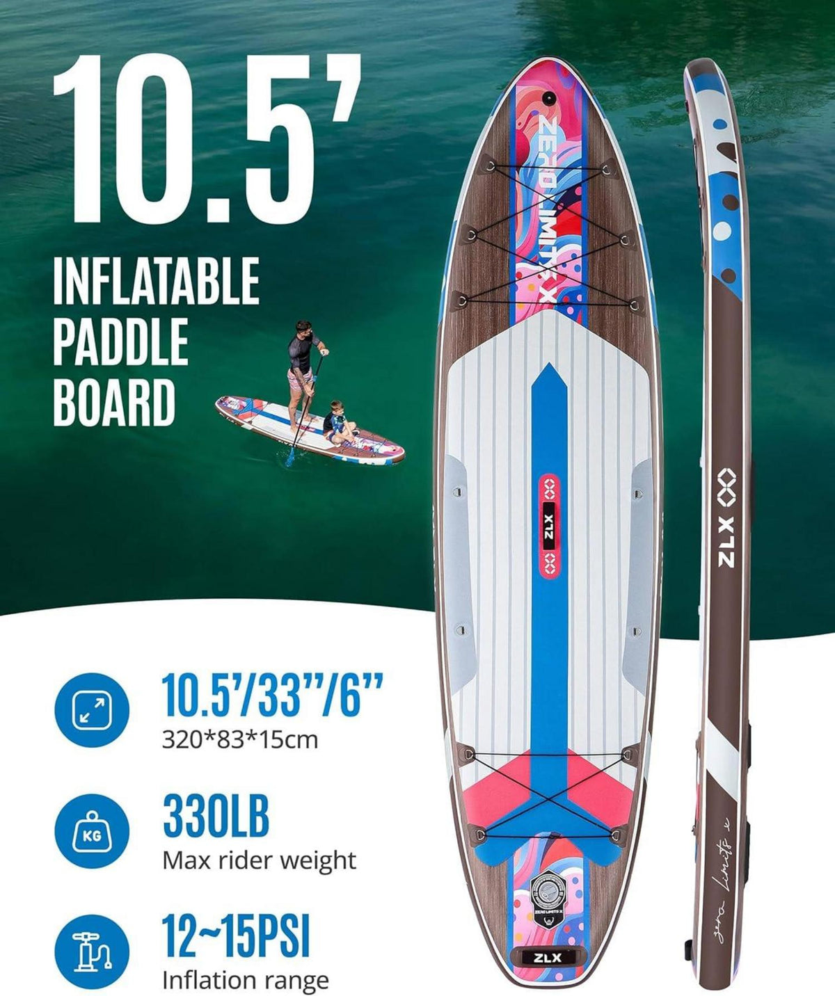Aufblasbares Stand Up Paddle Board - Premium SUP Board - Stabiles