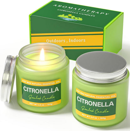 Citronella Kerze Outdoor - 20h Brenndauer - Duftkerze im Glas - 2er