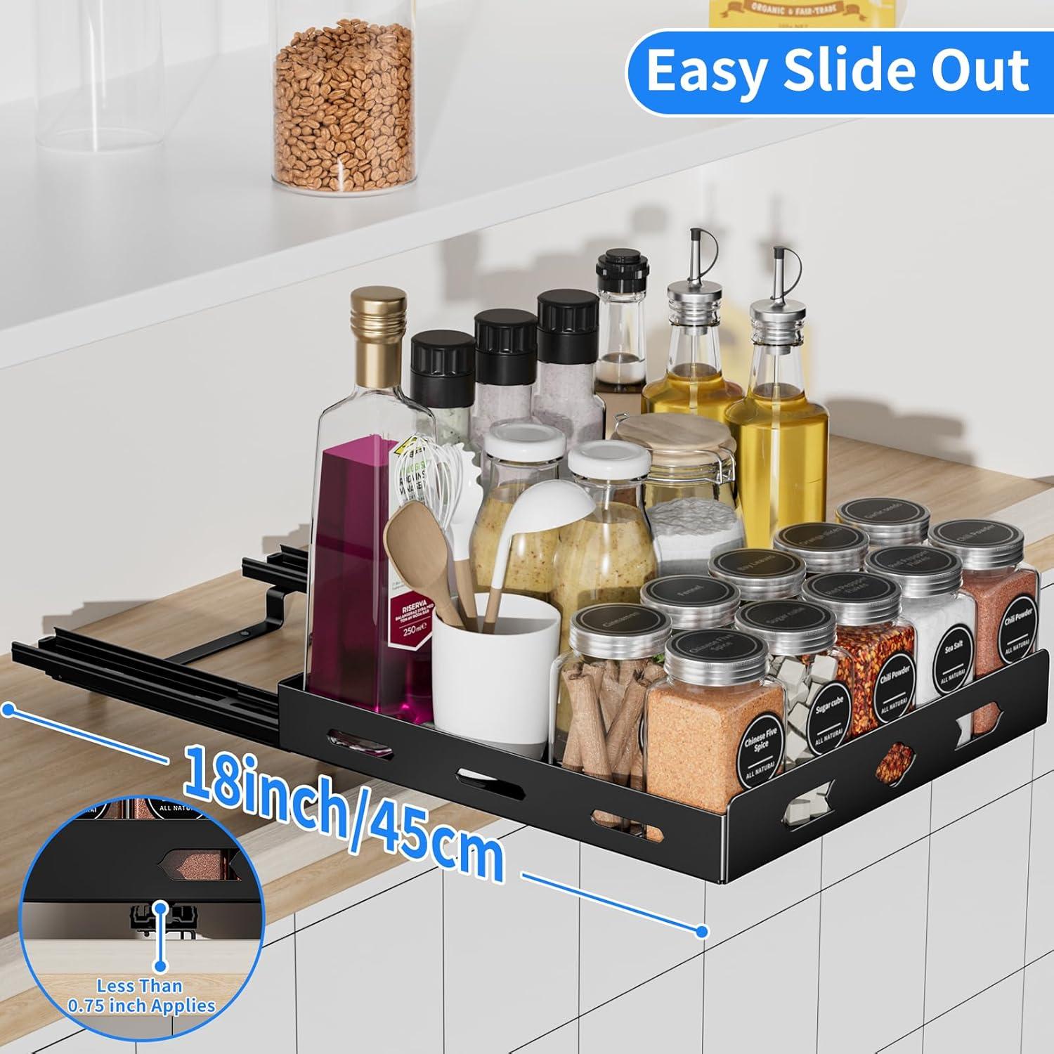 Gewürzregal Schrank Organizer Ausziehbar Küche Metall 26.7x26.8x7.2cm