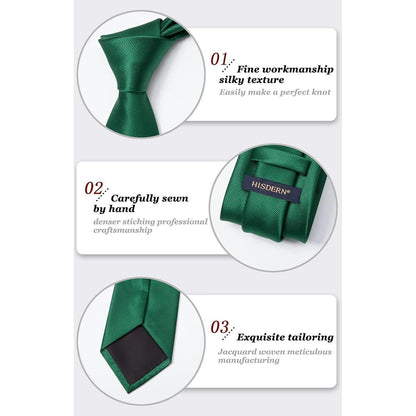 Herren Krawatten Set mit Einstecktuch, Grün, Elegant